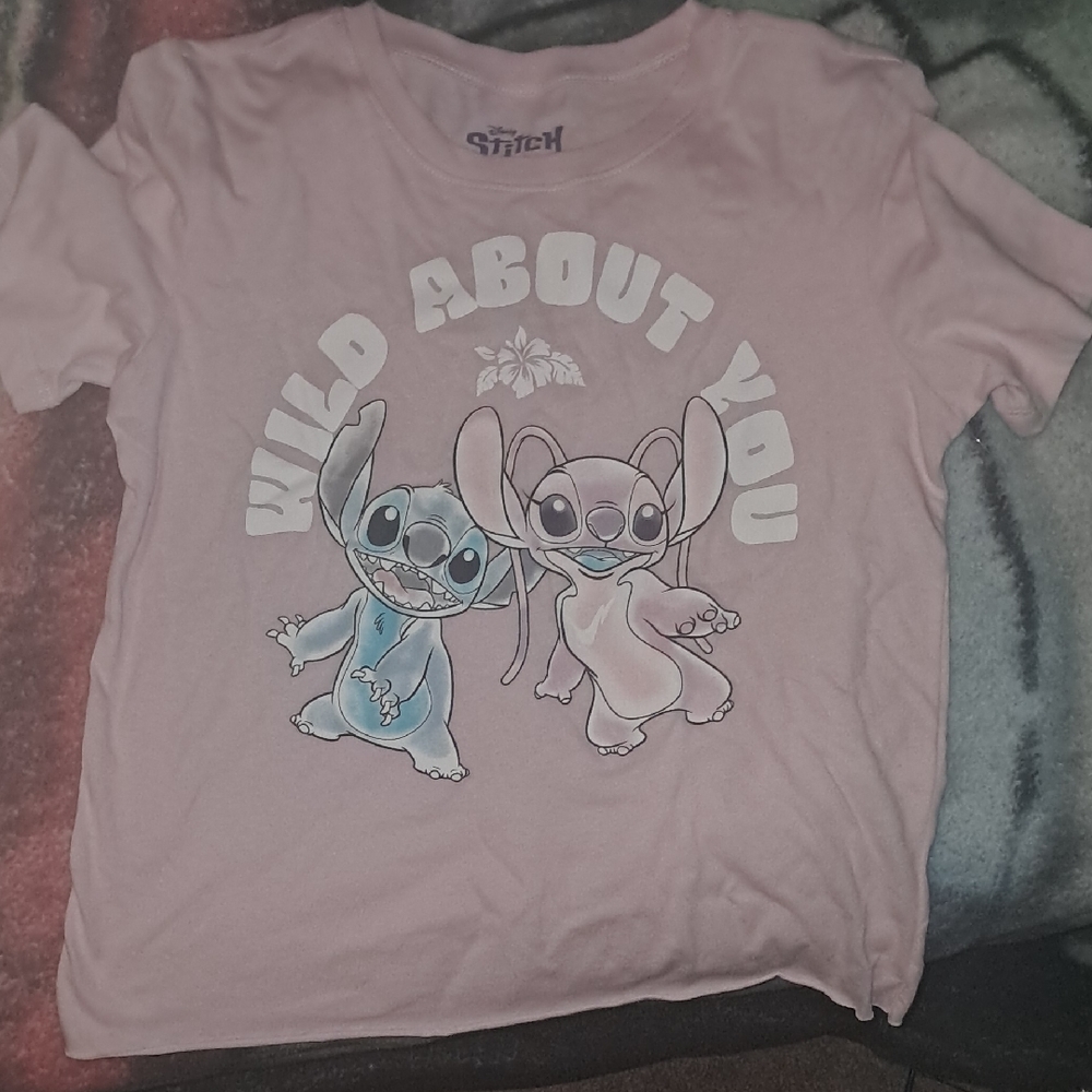 Disney Pink T-Shirt with Stitch and Angel